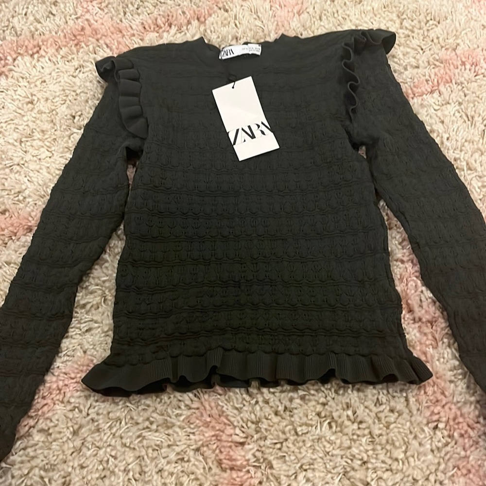 Zara Ruffle Sleeve Sweater - Picture 1 of 4